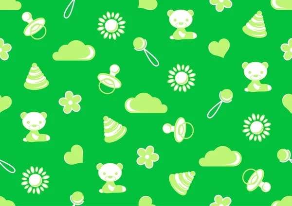 Безшовний візерунок зеленого кольору з темою дитинства — стокове фото