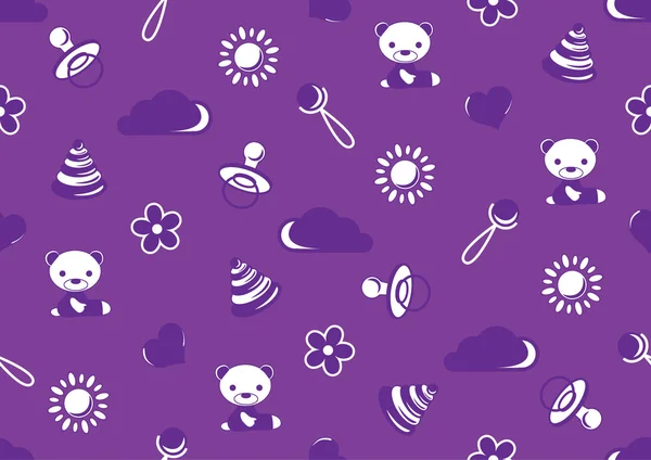 幼年期のテーマと紫の色のシームレスなパターン — ストック写真