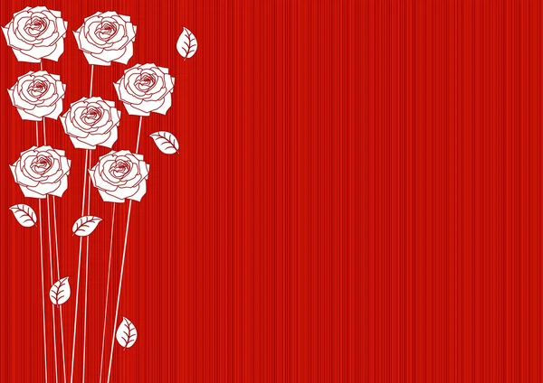 Fondo rojo abstracto con rosas — Vector de stock