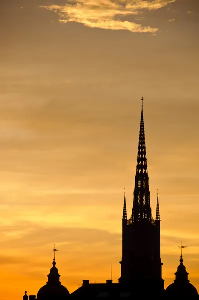 Stockholmer Stadtbild bei Sonnenuntergang lizenzfreie Stockbilder
