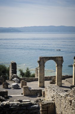 Roman ruins on Garda Lake in Sirmione, Italy clipart