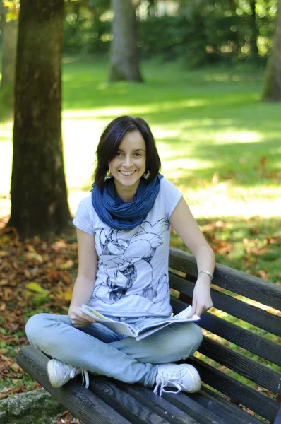 stock image College student on a bench