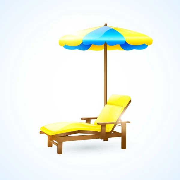 Deck chair with umbrella — Stock Vector