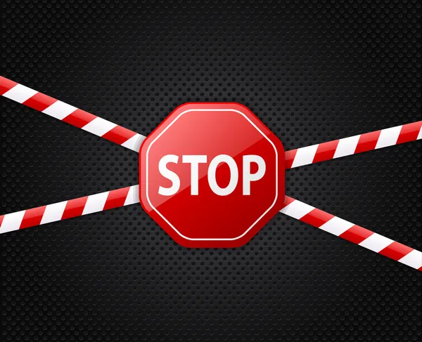 Caution tape and stop sign — Stock Vector