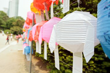 Closeup of white paper lantern during lotus lantern festival clipart