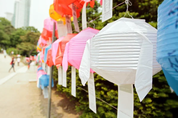 stock image Closeup of white paper lantern during lotus lantern festival