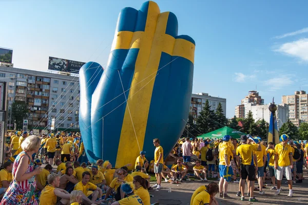 Fans of the Swedish national team — Stock Photo, Image