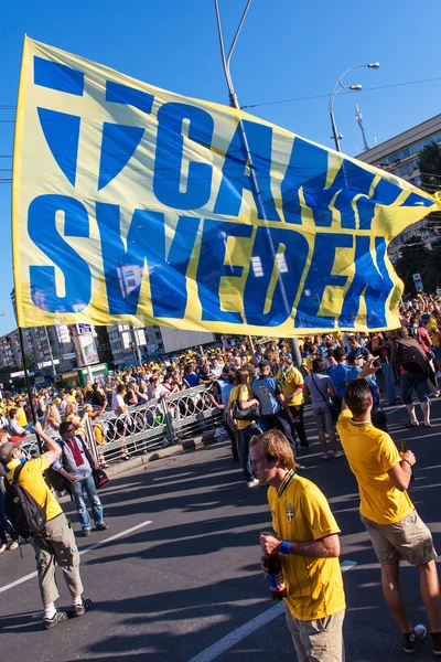 스웨덴 국가 대표 팀의 팬 들 — 스톡 사진