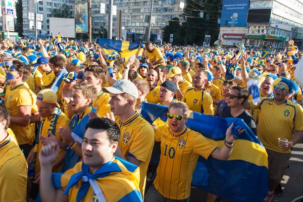 Aficionados de la selección sueca — Foto de Stock
