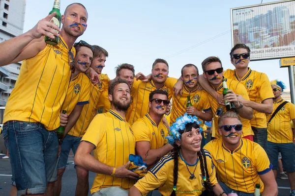 Fans of the Swedish national team — Stock Photo, Image