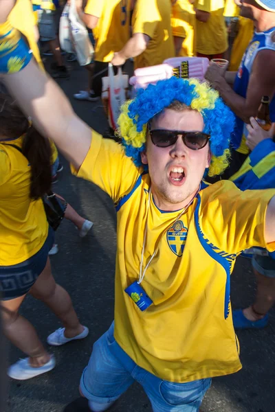 Fans av det svenska landslaget — Stockfoto