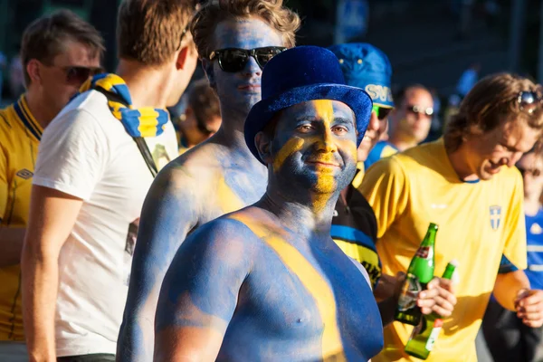 Οπαδούς της σουηδικής εθνικής ομάδας — Φωτογραφία Αρχείου