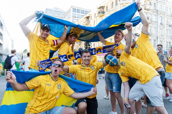 Rajongók a svéd labdarúgó-válogatott — Stock Fotó