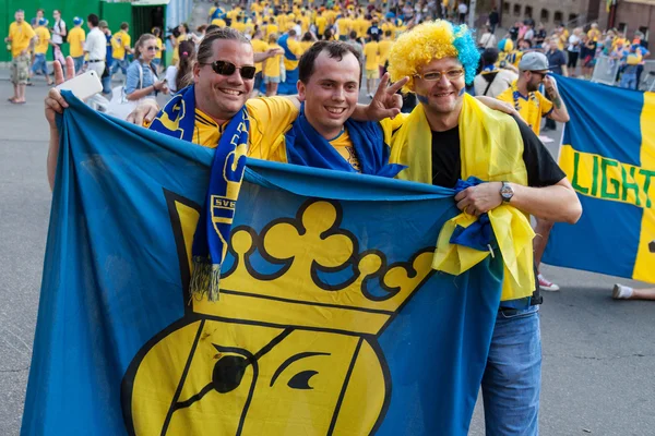 スウェーデンの全国代表チームのファン — ストック写真