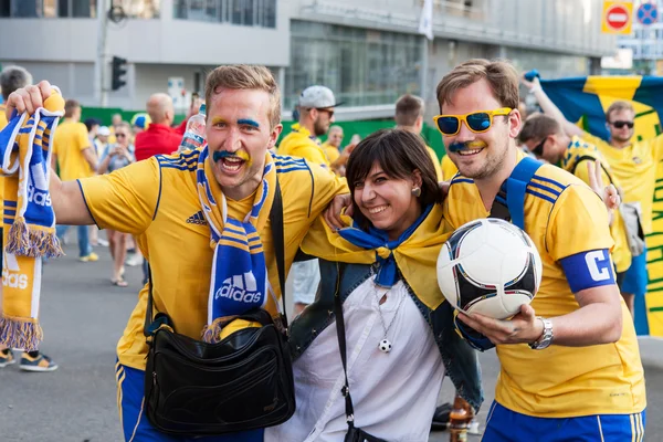 Οπαδούς της σουηδικής εθνικής ομάδας — Φωτογραφία Αρχείου