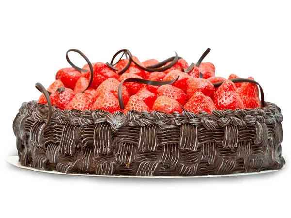 Čokoládový dort s jahodou — Stock fotografie