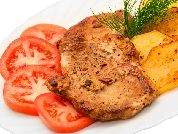 Gebratenes Steakfleisch mit Gemüse — Stockfoto