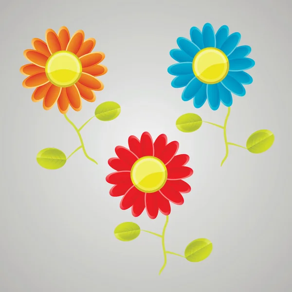 Gran conjunto de hermosas flores de colores. Ilustración vectorial . — Vector de stock