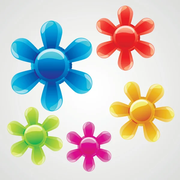 Gran conjunto de hermosas flores de colores. Ilustración vectorial . — Vector de stock