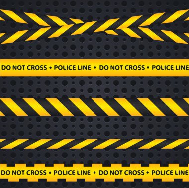 Police line and danger tapes on dark background. clipart