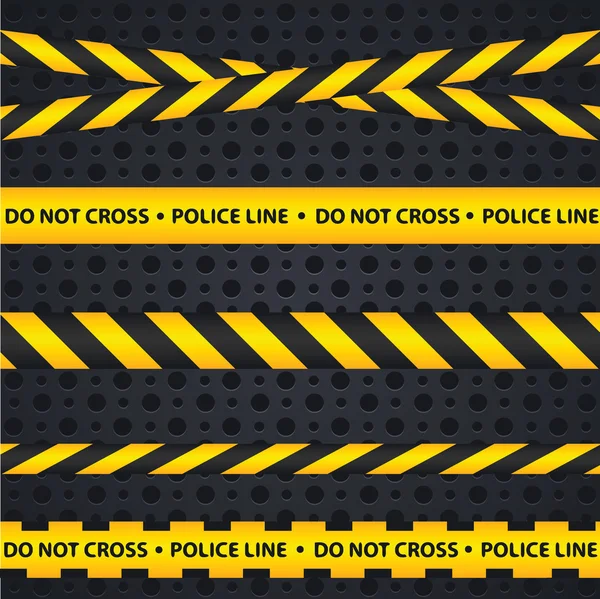 Поліцейська лінія та небезпечні стрічки на темному тлі . — стоковий вектор