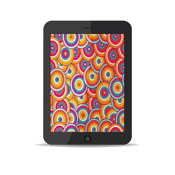 Black vector tablet pc with pattern screen. — Stock Vector