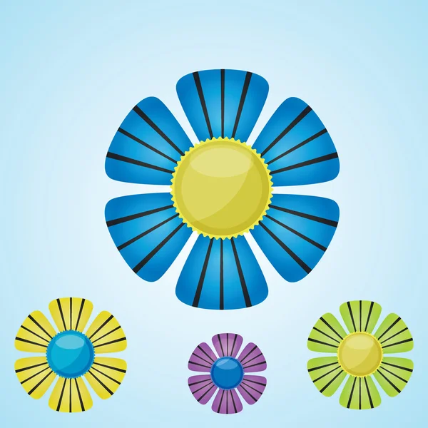 Stor uppsättning vackra färgglada blommor. vektor illustration. — Stock vektor