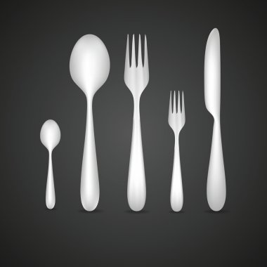 Fork, Knife and Spoon. Photo-realistic vector illustration. clipart