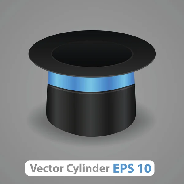 Zwarte cilinder hoed met wit lint in vector — Stockvector