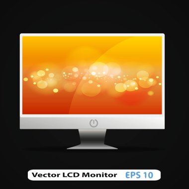 Vector digital LCD monitor and backgroud clipart