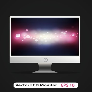 Vector digital LCD monitor and backgroud clipart