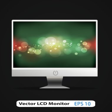 Vector digital LCD monitor and backgroud clipart