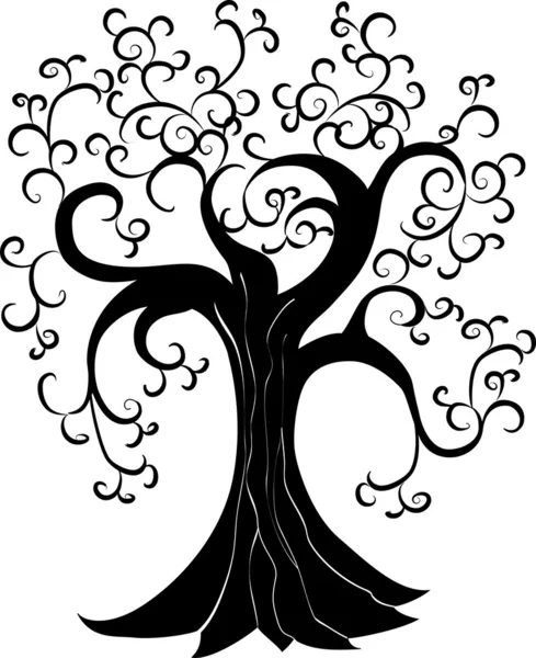 Tree with swirls — Stock Vector