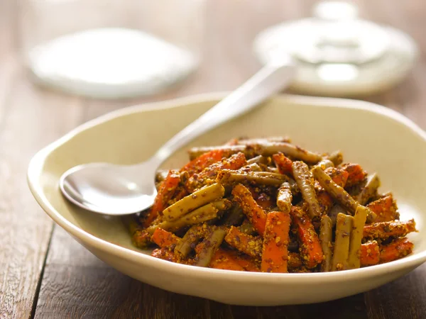 Indian carrot and bean pickle — Stock Photo, Image