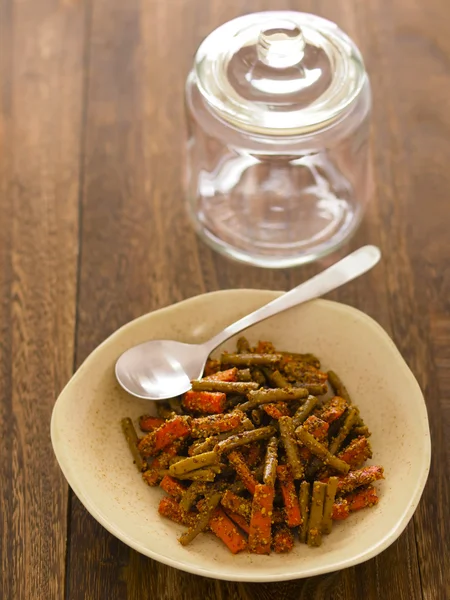 Indian carrot and bean pickle — Stock Photo, Image