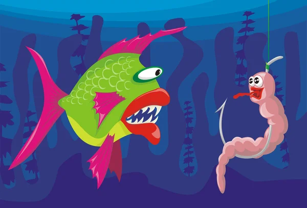 Vers et poissons dangereux — Image vectorielle