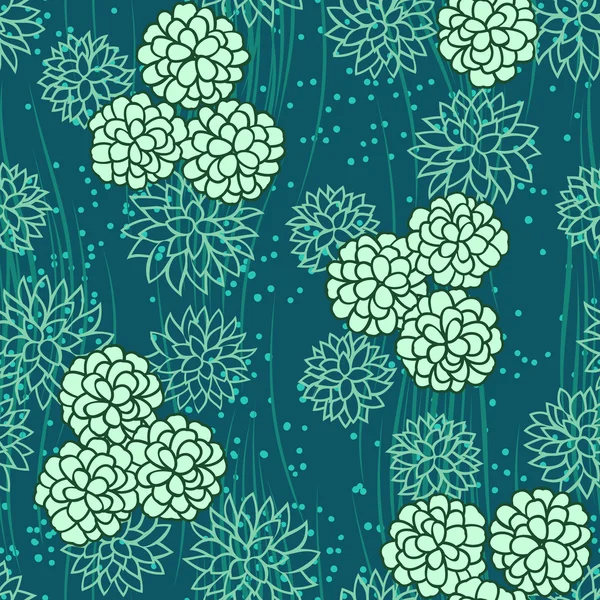 Abstrakte Blumen floralen grünen nahtlosen Hintergrund — Stockvektor
