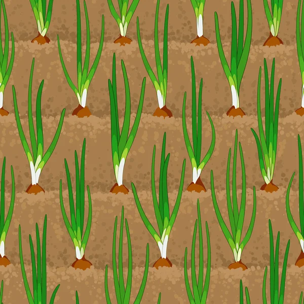 Patchs de légumes germés d'oignon en rangée sans couture — Image vectorielle
