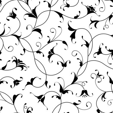 Floral oriental black isolated seamless background clipart