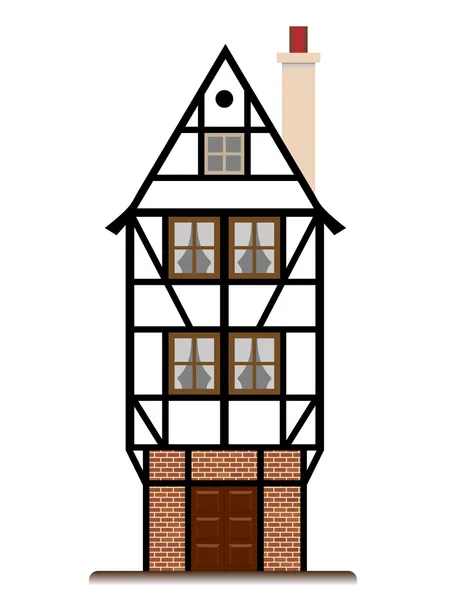 Casa Fachwerk cottage tradizionale isolato — Vettoriale Stock