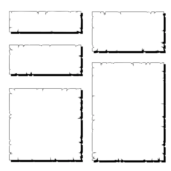 Conjunto de quadro de papel velho rasgado branco com sombra — Vetor de Stock