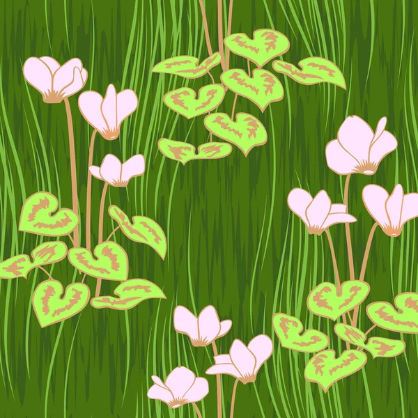 Seamless ciklamen flowers pattern background — Stock Vector