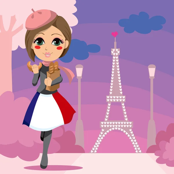 Parisien meisje — Stockvector