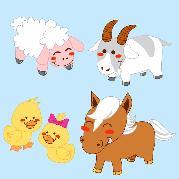 Happy Farm Animals — Stock Vector