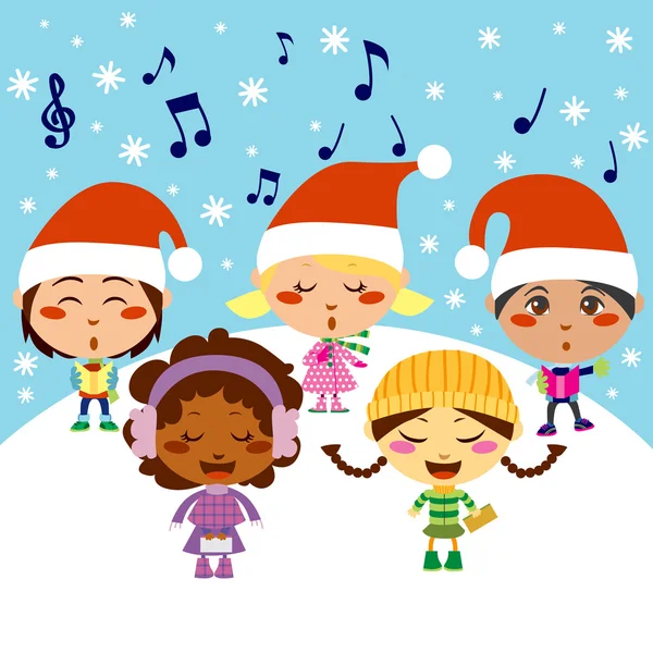 Weihnachtslieder-Kinder — Stockvektor