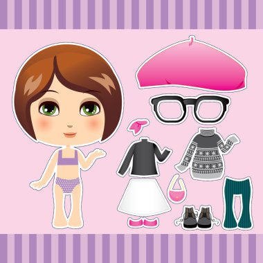 Brunette Fashion Girl clipart