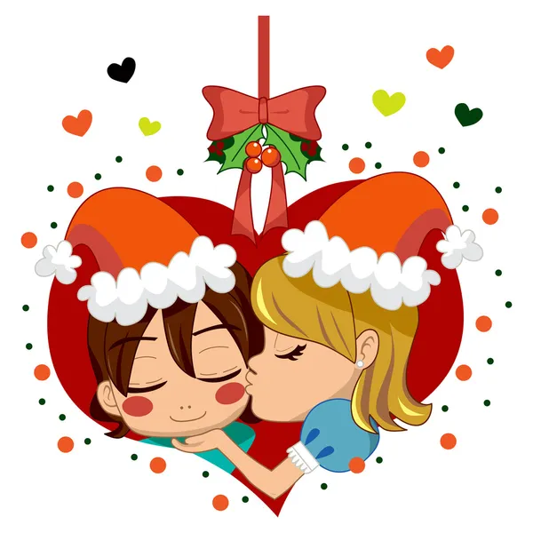Beso de amor de Navidad — Archivo Imágenes Vectoriales