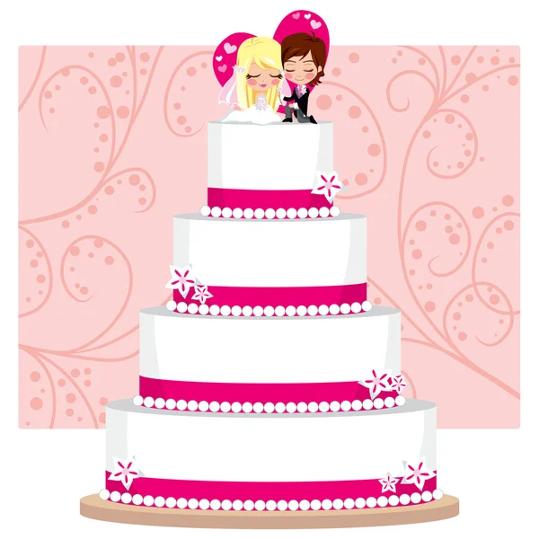 Gâteau de mariage fraise — Image vectorielle