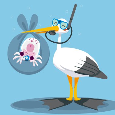 Scuba Dive Stork Delivery clipart