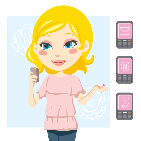 Mobiele telefoon vrouw — Stockvector